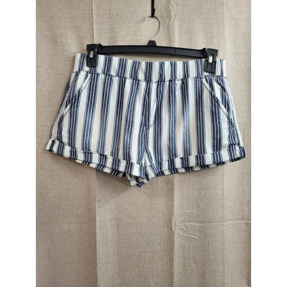 Rewash Brand Blue White Striped Cotton Denim Shorts Womens Large Elastic Waist